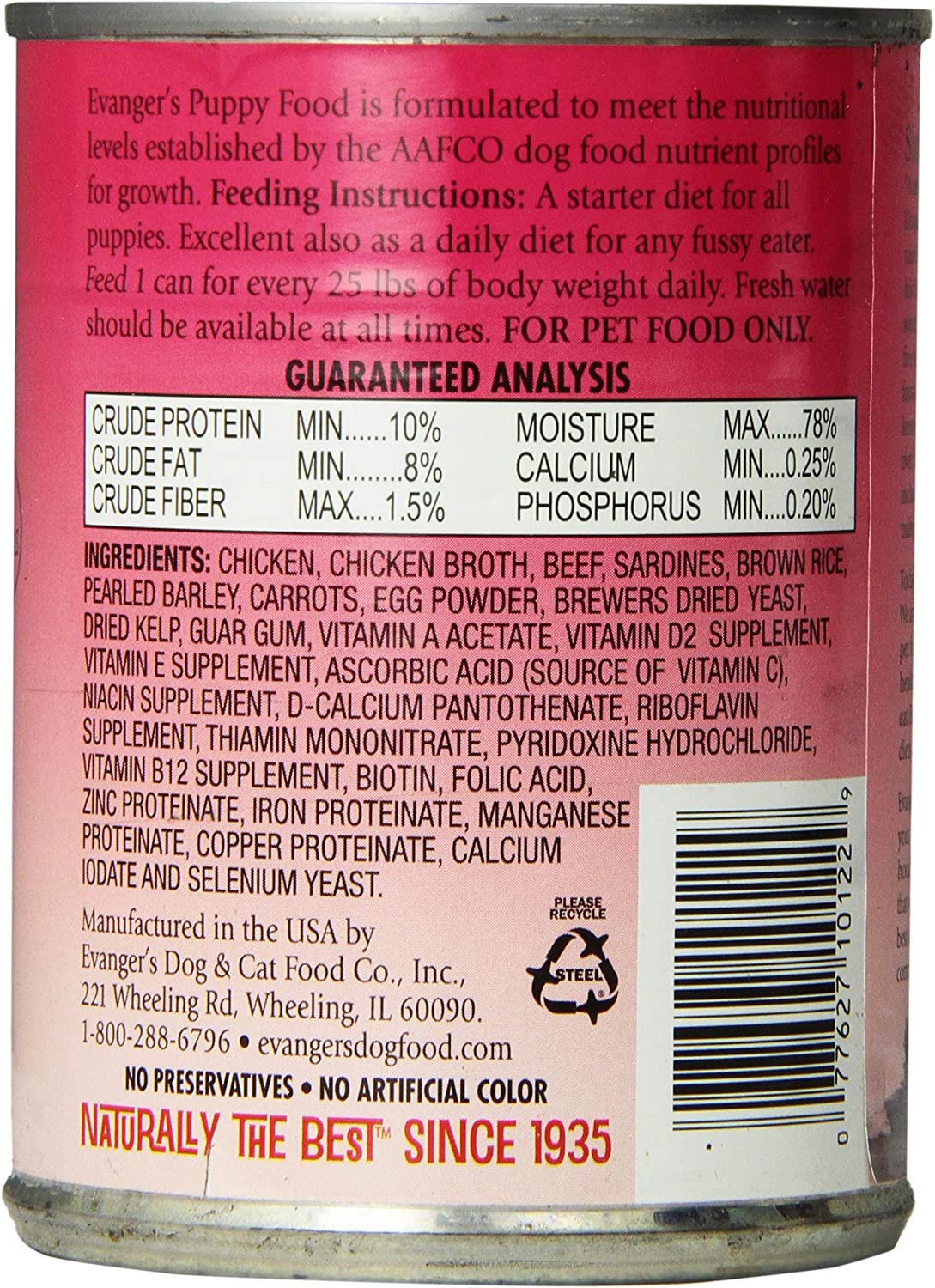 Evanger's Heritage Classic Puppy and Underweight Dogs Recipe, 12 x 12.8 oz cans