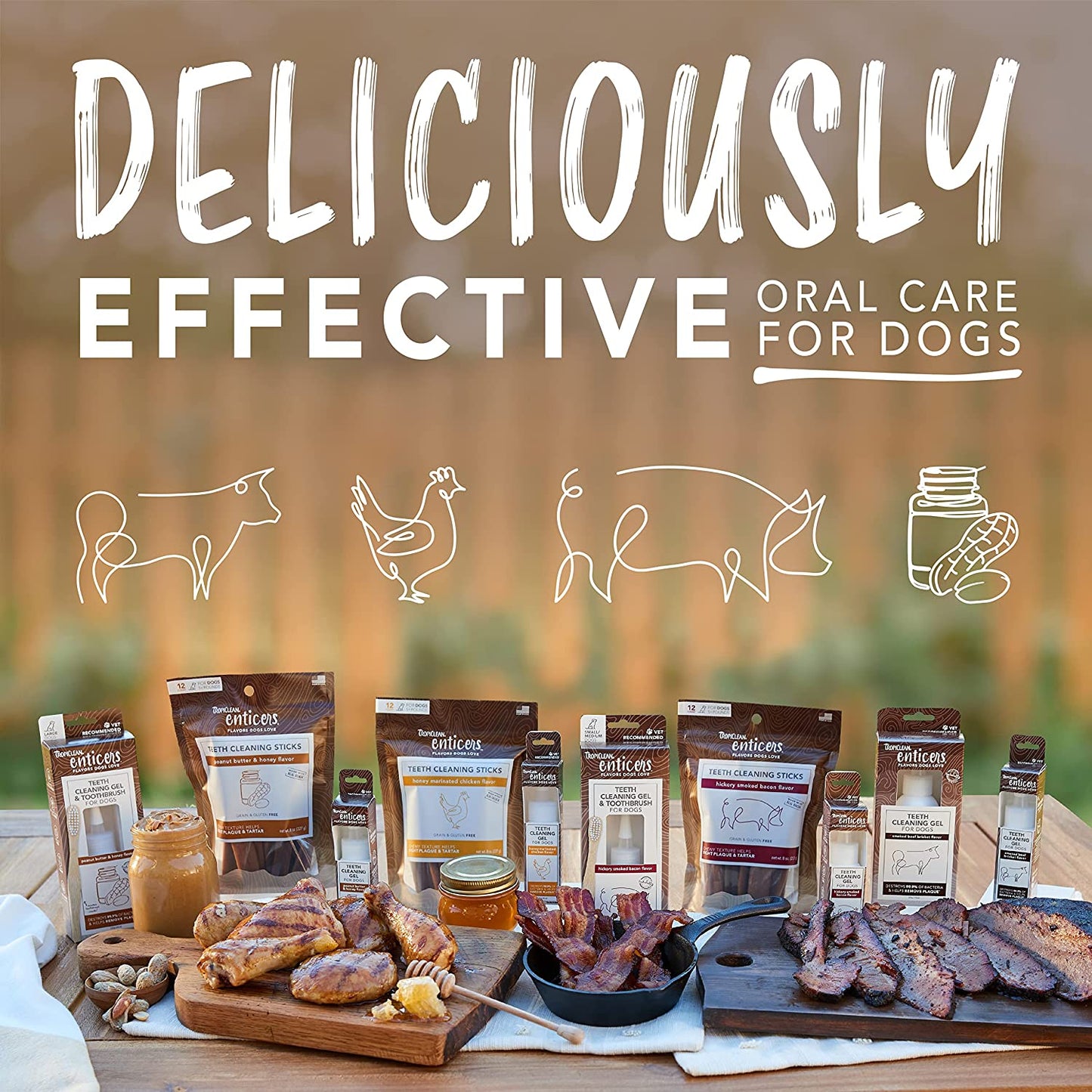 TropiClean Enticers Teeth Cleaning Sticks for Dogs Dental Treat - Cleans Teeth as They Chew