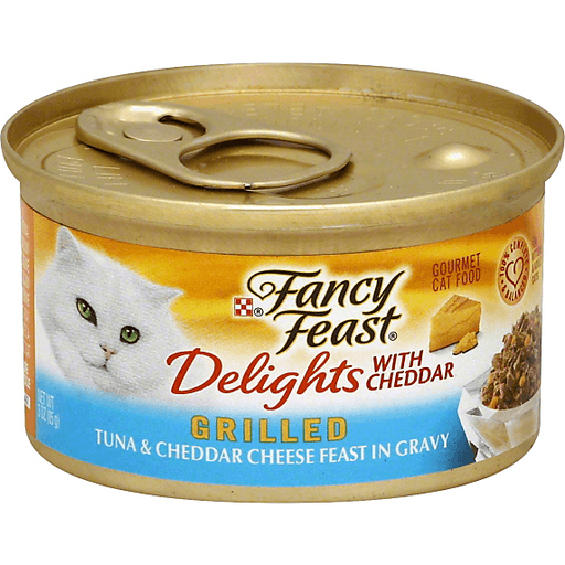 Fancy Feast Delights with Cheddar Grilled Tuna & Cheddar Cheese Feast in Gravy Cat Food, 3 oz, 12 Cans