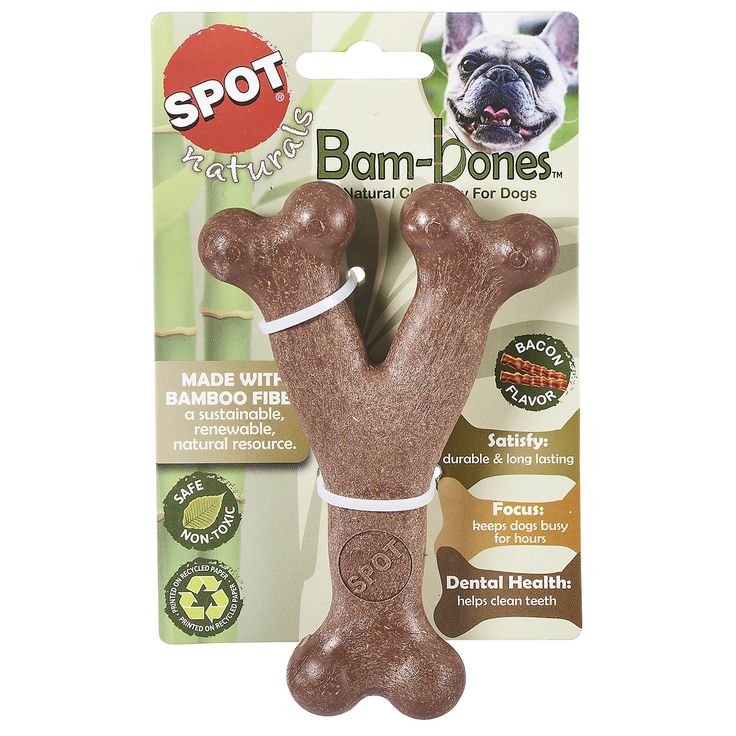 Ethical Pet 3 Pack of Bam-Bone Wish Bone Dog Toys, 5.25 Inches, Bacon Flavor