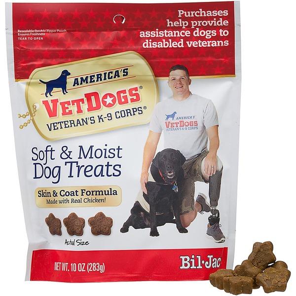 Bil-Jac America\'s VetDogs Veteran\'s K-9 Corps Soft & Moist Skin & Coat Dog Treats, 6-10 oz. Bags