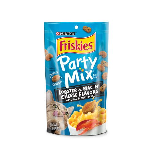 3 Bags of Friskies Party Mix Tender Crunchy Lobster Mac N\' Cheese Cat Treats 2.1 oz ea