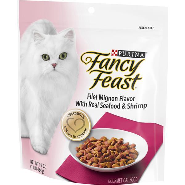 Fancy Feast Gourmet Dry Cat Food - Filet Mignon Flavor with Real Seafood & Shrimp - 3 Pack (3 Pounds Total)
