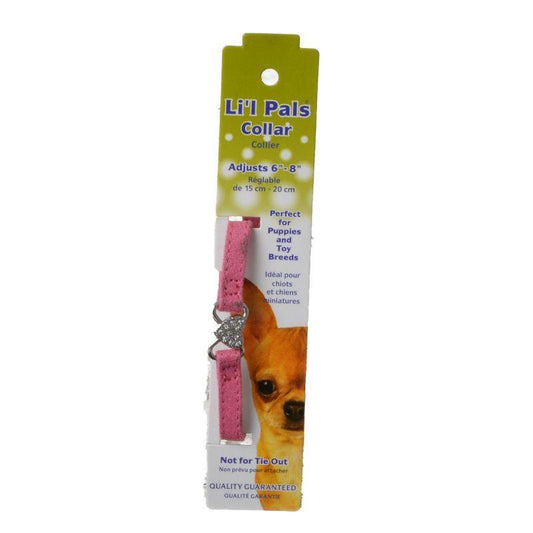 Li\'l Pals Suede Jewel Bow Collar Pink