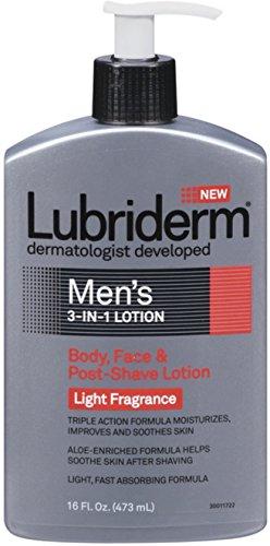 Lubriderm Men\'s 3-in-1 Body, Face & Post-Shave Lotion, Light Fragrance 16 oz (Pack of 3)
