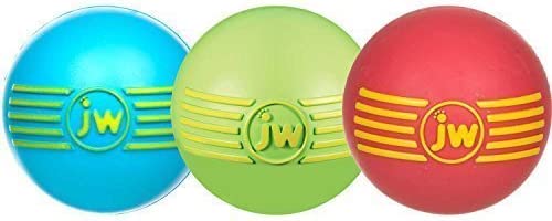 JW Pet Company iSqueak Ball Rubber Dog Toy, Large, Colors Vary (3 Pack)