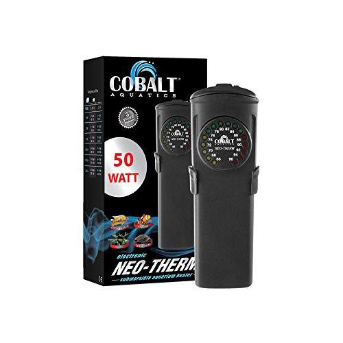 Cobalt Aquatics Flat Neo-Therm Heater with Adjustable Thermostat (Fully-Submersible, Shatterproof Design) from 25W to 300W - 50W (up to 12 gallon)