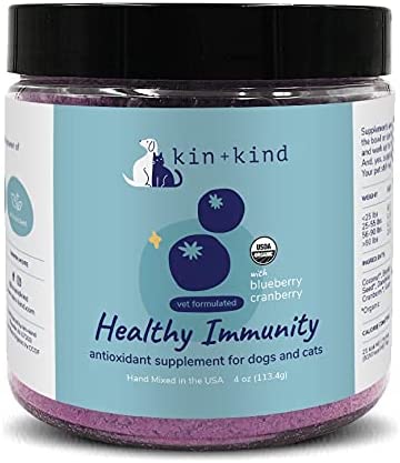 kin+kind Dog Supplement Powder - Cranberry Supplement for Dogs and Cats for Healthy Immunity - Cat & Dog Bladder Support - Natural Formula with Organic Cranberry, Blueberry and Coconut - Made in USA