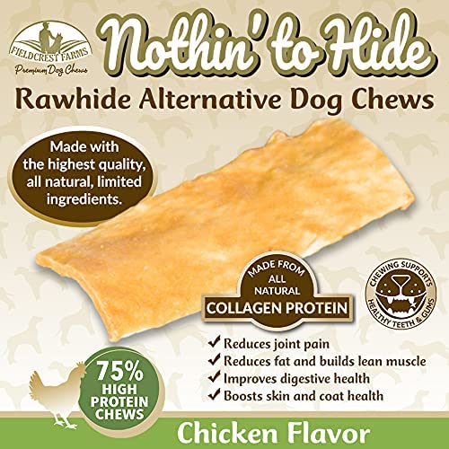 Nothin to Hide Flip Chips Dog Chews - Natural Rawhide Alternative Treats for Dogs, Chicken, Beef or Peanut Butter Flavor Snack for All Breed Dogs - 3 Pack by Fieldcrest Farms