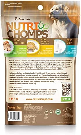 NutriChomps Dog Chews, 5-inch Twists, Easy to Digest, Rawhide-Free Dog Treats, 15 Count, Real Chicken, Peanut Butter and Milk flavors