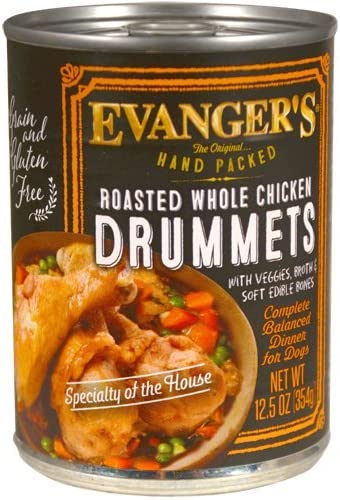 Evanger's Roasted Chicken Drumette Canned Dog Food 13.2 oz cans/case of 12 Canned Food