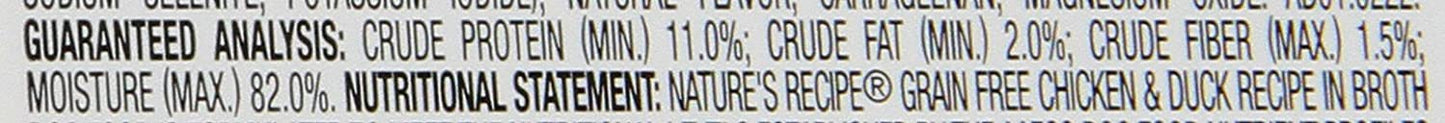 Nature's Recipe Grain Free Wet Dog Food, Chicken & Duck Recipe In Broth, 2.75-Ounce Cup (Pack of 24)