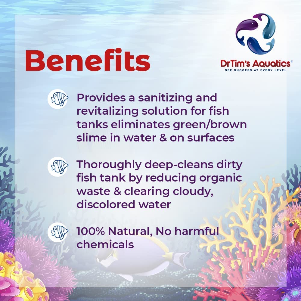 DrTim’s Aquatics Re-Fresh for Reef Aquariums – 100% Natural Fish Tank Sanitizer & Revitalizer Conditioner Solution for Fresh, Crystal-Clear, Sparkling Water - Size 4 oz - Treats 240 gal