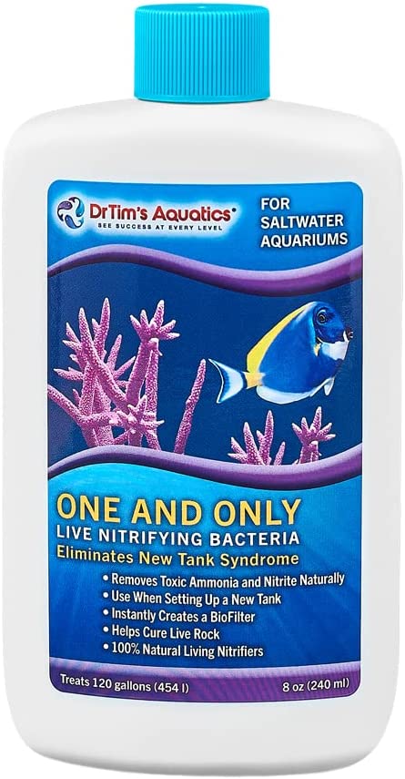 DrTim’s Aquatics Saltwater One & Only Live Nitrifying Bacteria  – Eliminate New Tank Syndrome for New Fish Tanks, Aquariums, & Water Filtering & Treatment - Treats 120gal - 8oz