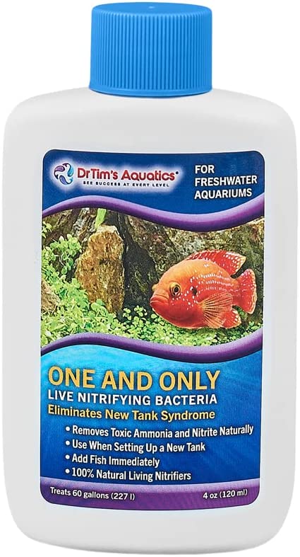 Dr. Tim’s Aquatics Freshwater One & Only Nitrifying Bacteria – for New Fish Tanks, Aquariums, Water Filtering, Disease Treatment – Eco-Friendly Fish Tank Cleaner – Removes Toxins – 4 Oz