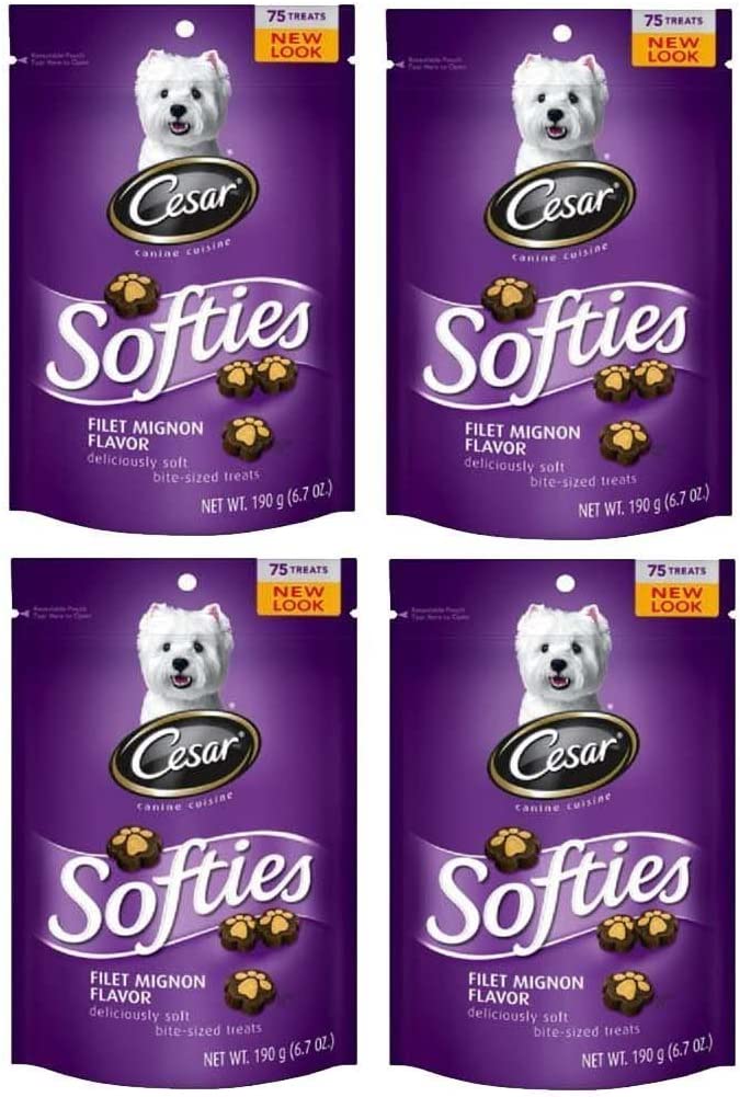 Cesar Softies Filet Mignon Flavor Dog Treats (Pack Of Four 6.7-Ounce Pouches)