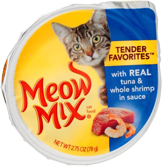 Meow Mix Market Select with Real Tuna & Whole Shrimp in Sauce Cat Food 2.75 oz (Pack of 24)