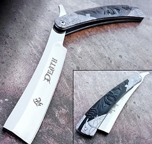 Straight Razor Pocket Knife 10" dark side blade barber folding shaving