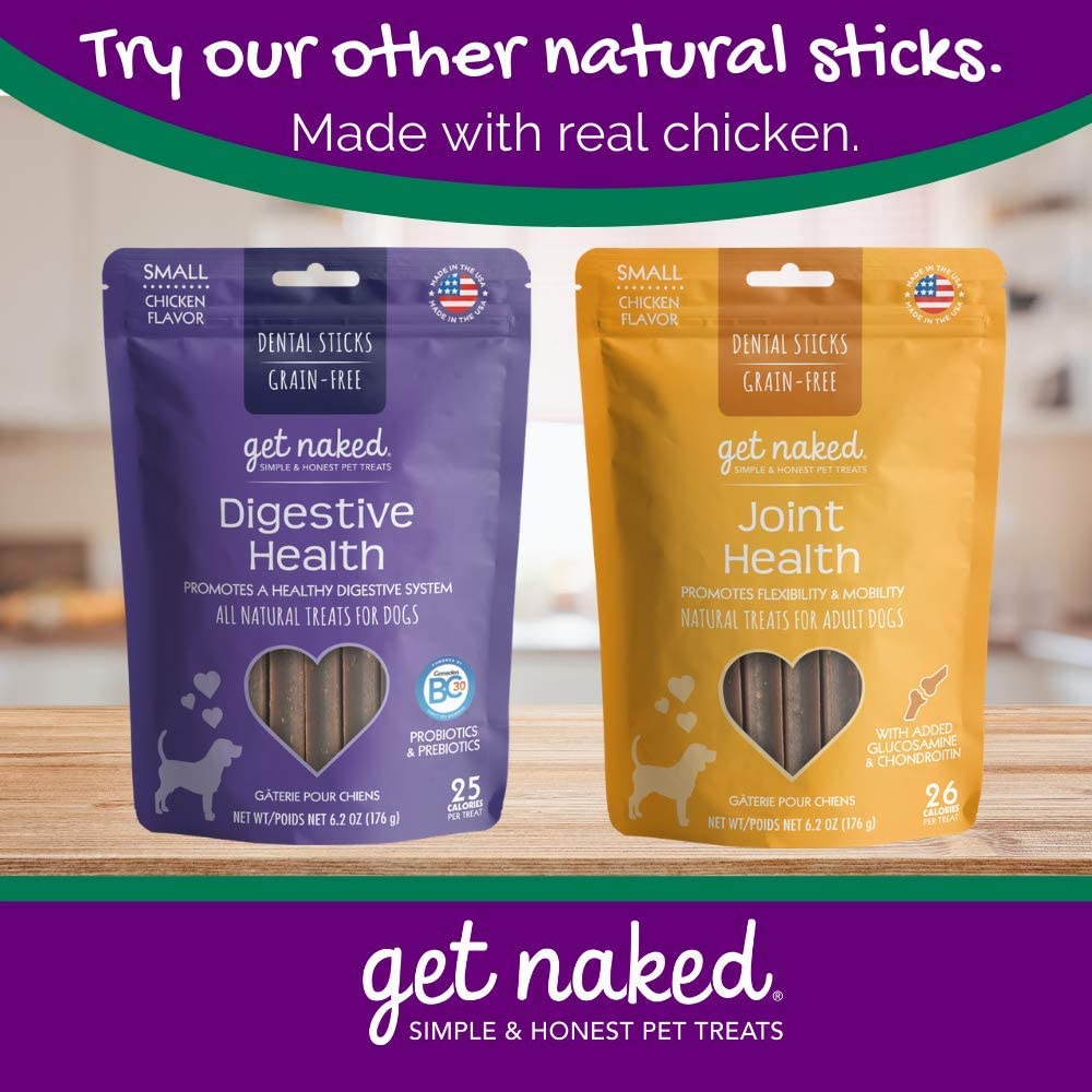 Get Naked Grain Free 1 Pouch 6.2 Oz Weight Management Dental Chew Sticks, Small