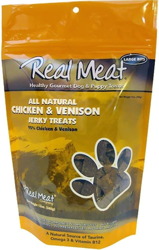 The Real Meat Company 828004 Dog Jerky Chicken/Venison Treat, 12-Ounce