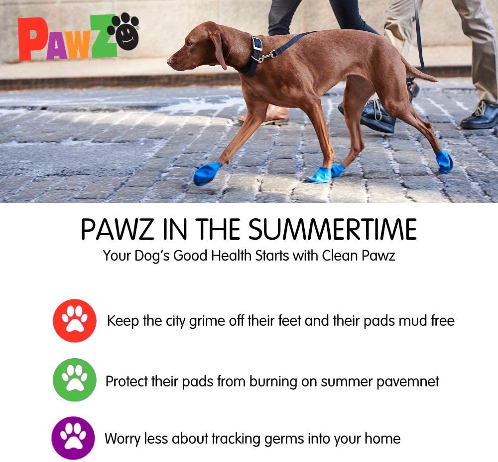 PawZ Dog Boots | Rubber Dog Booties | Waterproof Snow Boots for Dogs | Paw Protection for Dogs | 12 Dog Shoes per Pack (Colored)