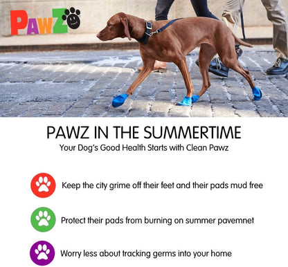 PawZ Dog Boots | Rubber Dog Booties | Waterproof Snow Boots for Dogs | Paw Protection for Dogs | 12 Dog Shoes per Pack (Black)