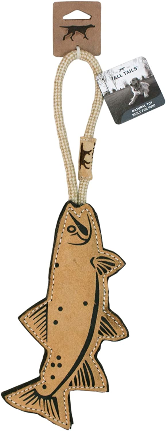 Tall Tails Natural Leather Trout Tug Toy 16 Inches
