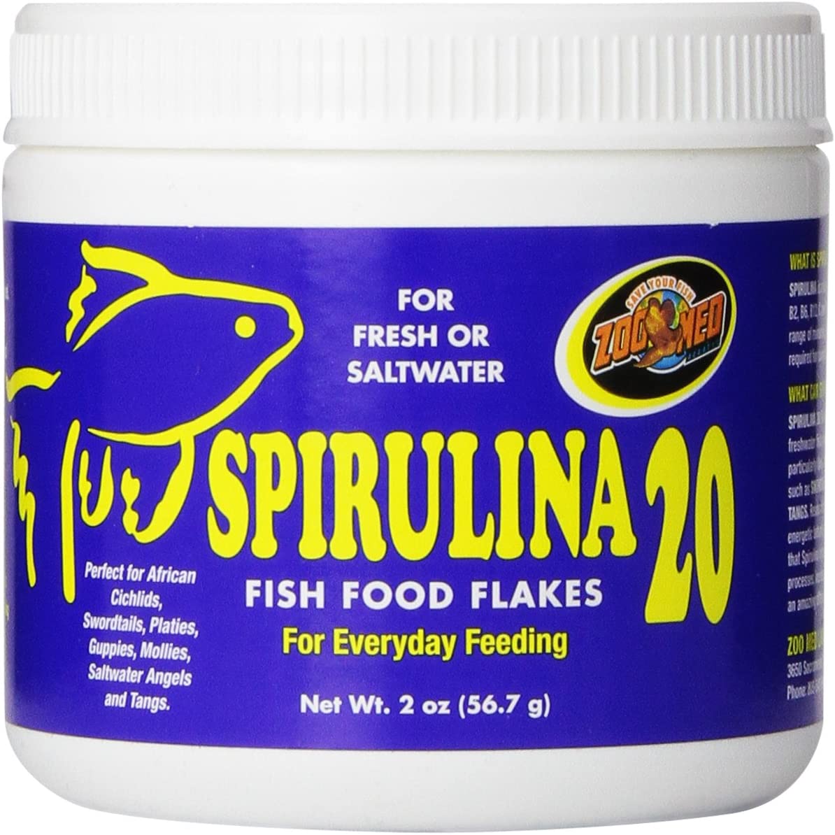 Royal Pet Supplies Inc Zoo Med Spirulina 20 Flake Fish Food