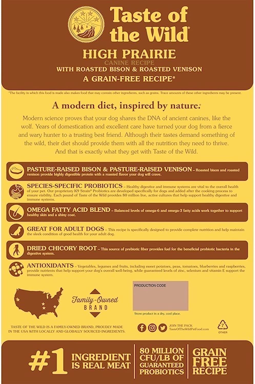 Taste of the Wild High Prairie Grain-Free Roasted Bison & Venison Dry Dog Food, 5 lbs.