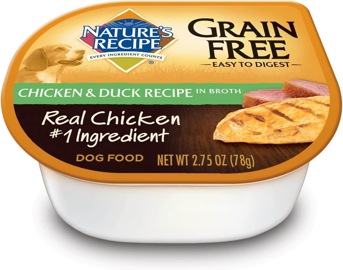 Nature's Recipe Grain Free Wet Dog Food, Chicken & Duck Recipe In Broth, 2.75-Ounce Cup (Pack of 24)