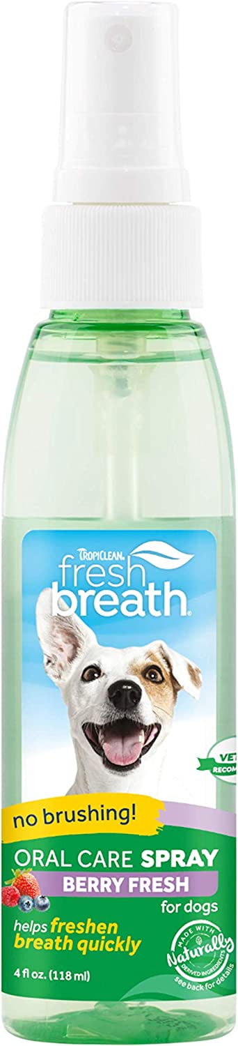 Fresh Breath by TropiClean Berry Oral Care Spray for Dogs, 4oz - Made in USA