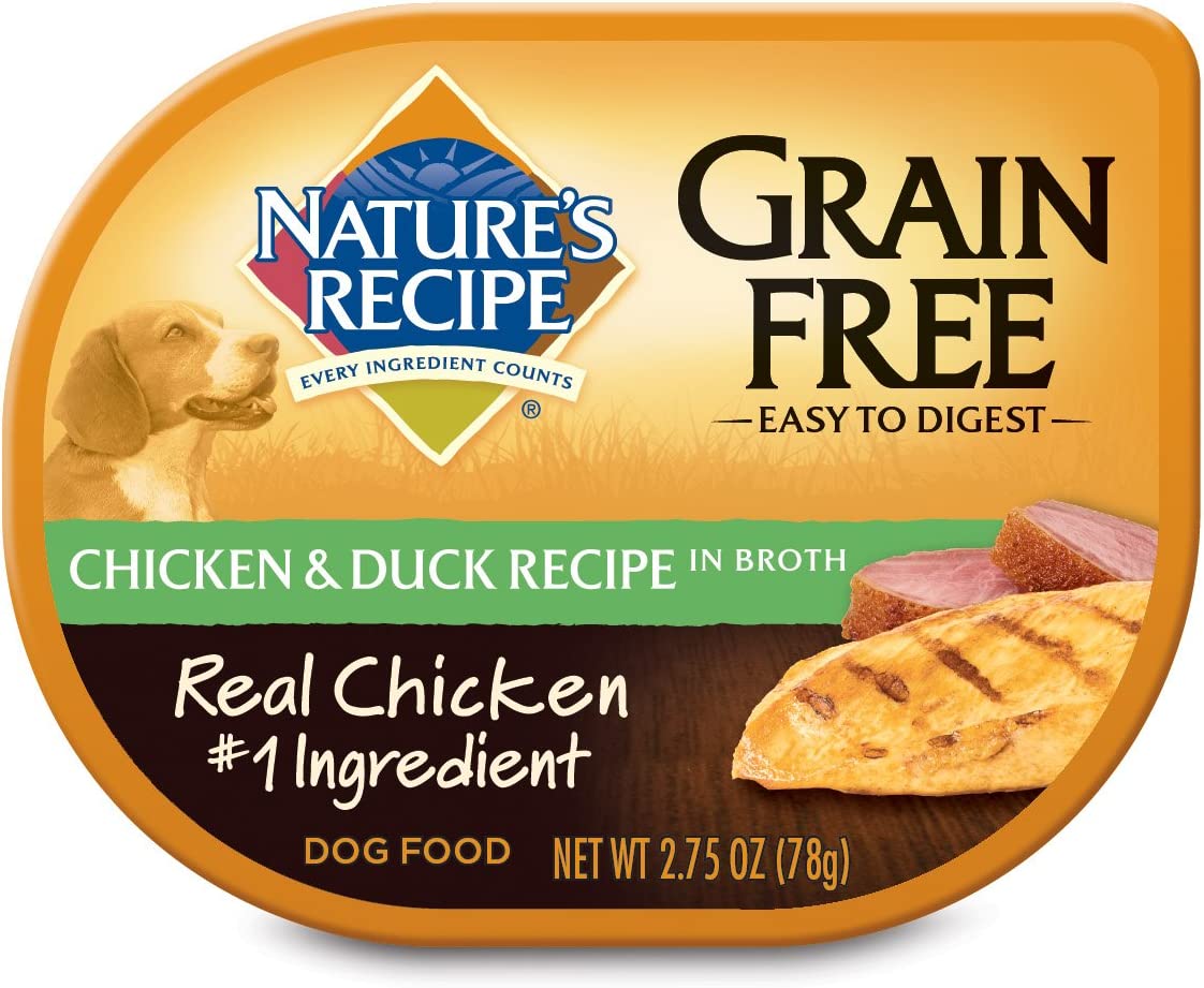 Nature's Recipe Grain Free Wet Dog Food, Chicken & Duck Recipe In Broth, 2.75-Ounce Cup (Pack of 24)