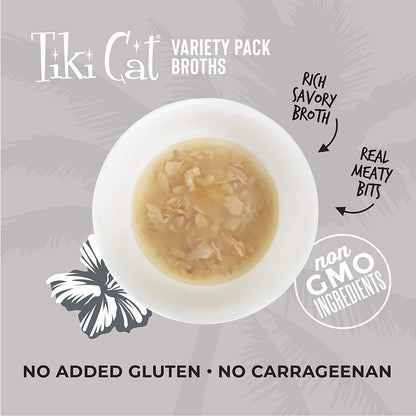 Tiki Cat Savory Broth, Grain Free Lickable Wet Food Treat, Add Moisture & Boost Flavor, 12 pouches