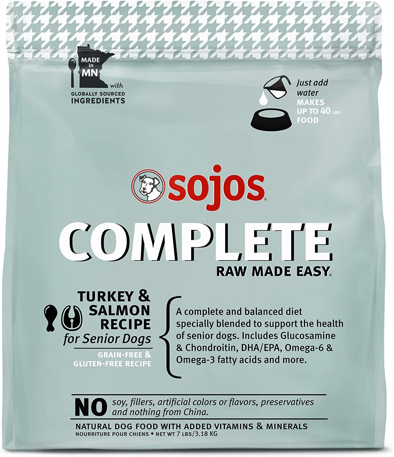 SOJOS Complete Turkey & Salmon Recipe Senior Grain-Free Freeze-Dried Raw Dog Food