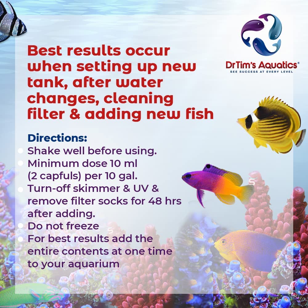 DrTim’s Aquatics Saltwater One & Only Live Nitrifying Bacteria  – Eliminate New Tank Syndrome for New Fish Tanks, Aquariums, & Water Filtering & Treatment - Treats 120gal - 8oz
