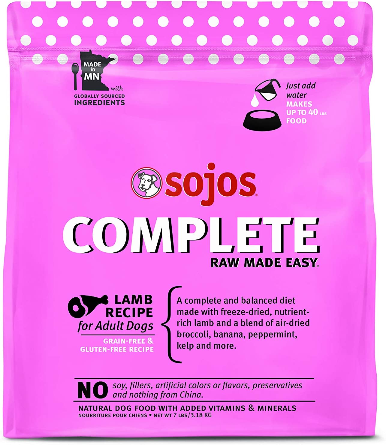 Sojos Complete Turkey Recipe Adult Grain-Free Freeze-Dried Raw Dog Food, 7 Pound Bag