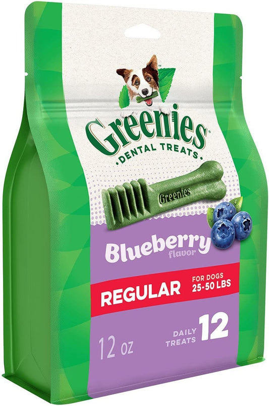 Greenies Bursting Blueberry Dog Dental Treat Regular Size 12 Count - Pack of 2