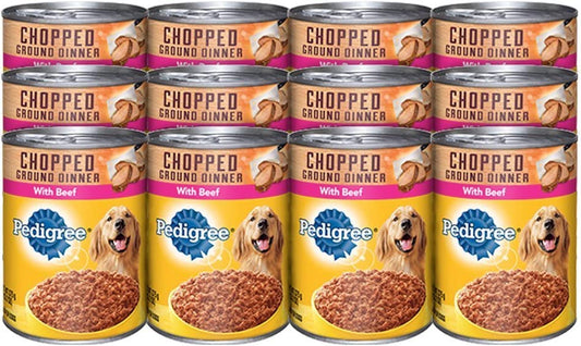 Pedigree Chopped Ground Dinner Dog Food - Beef - 22oz - 12pk - Beef - 22 oz