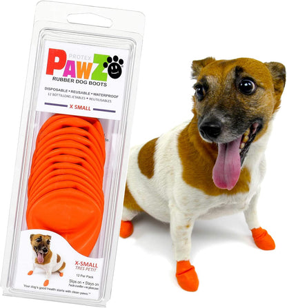 PawZ Dog Boots | Rubber Dog Booties | Waterproof Snow Boots for Dogs | Paw Protection for Dogs | 12 Dog Shoes per Pack (Colored)