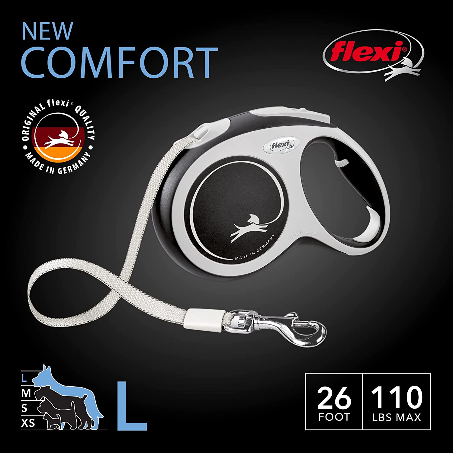 New Comfort Large Tape, 110lbs, Black, 26 FT