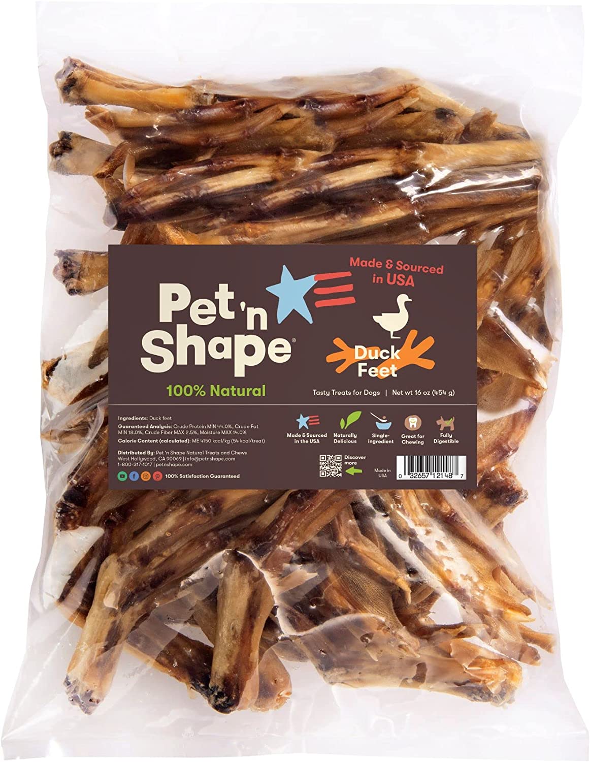Pet 'n Shape - Made in USA - All Natural Duck Feet Dog Treats