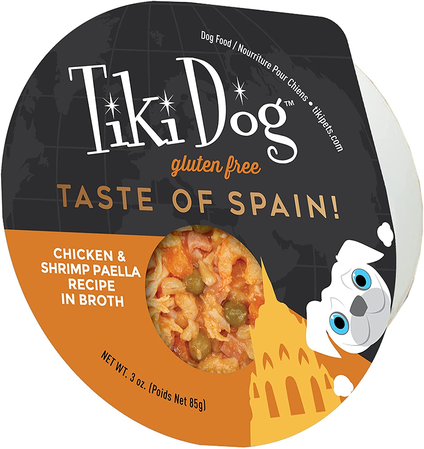 Tiki Dog Taste of The World Wet Food Restaurant Inspired Meal, Spanish Paella with Chicken & Shrimp 4 Cups, 3 oz.