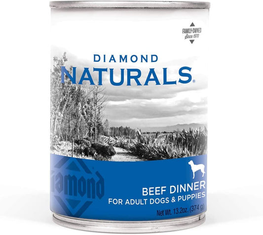 Diamond Naturals Real Meat Recipe Premium Canned Wet Pate Dog Food with High Quality Protein from Real Beef, and Superfoods for Supporting Overall Health in Adult Dogs and Puppies 13.2oz, Case of 12