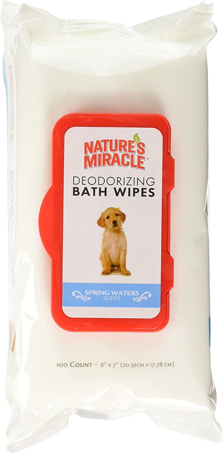 Nature's Miracle Deodorizing Bath Wipes - Spring Waters Scent - (2 Packs of 100 Count)