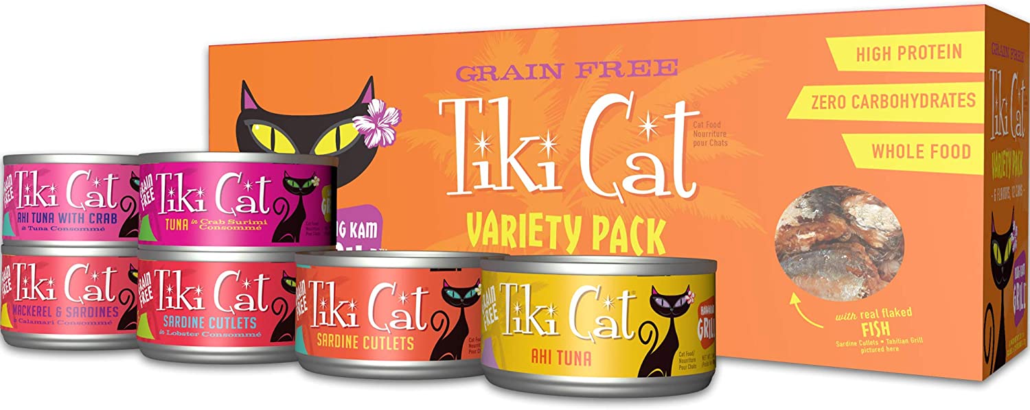 Tiki Cat Grill Grain-Free, Low-Carbohydrate Wet Food with Whole Seafood in Broth for Adult Cats & Kittens