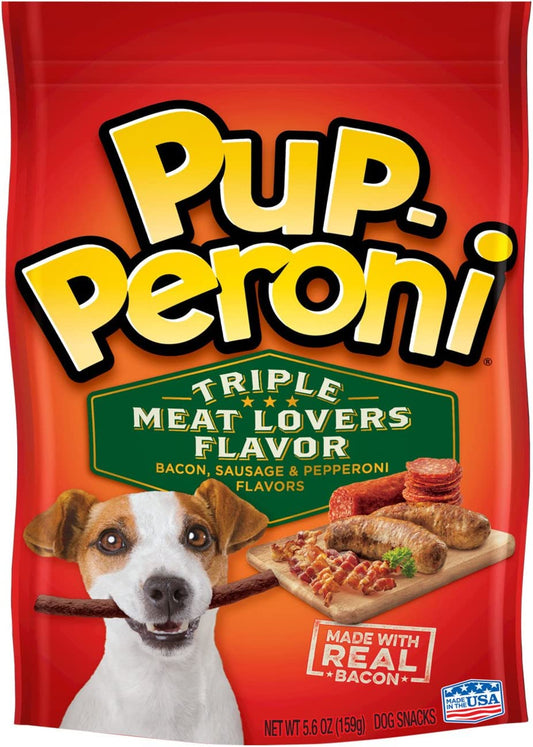 Pup-Peroni Triple Meat Lovers with Bacon, Sausage and Pepperoni Flavor Dog Snacks, 5.6 oz