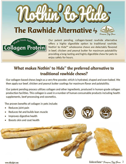 Nothing to Hide Natural Rawhide Alternative Large 10'' Rolls for Dogs - 3 Pack (6 Chews) Premium Grade Easily Digestible Chews - Great for Dental Health by Fieldcrest Farms