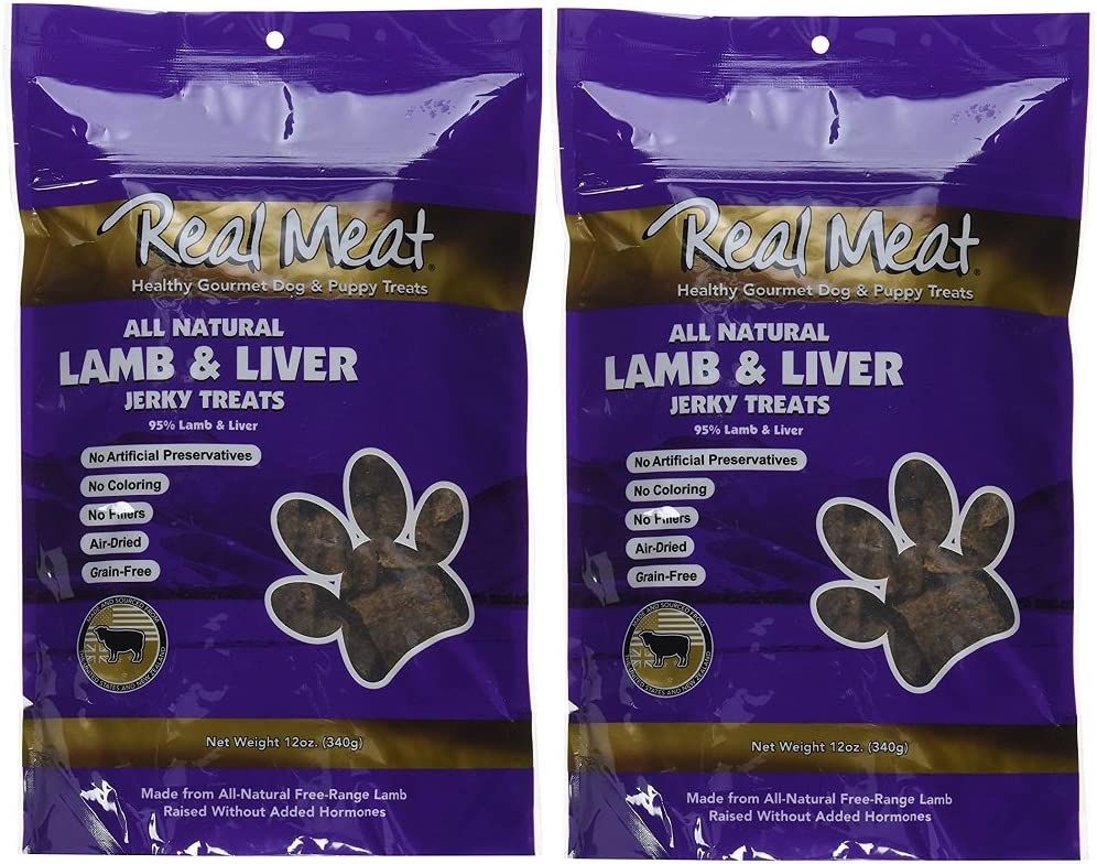 The Real Meat Company 2 Pack of Jerky Treats for Dogs, 12 Ounces each, All Natural Lamb and Liver
