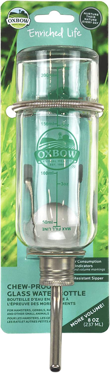 Oxbow Enriched Life Chew Proof Glass Water Bottle, 8oz / 237ml