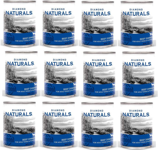 Diamond Naturals Canned Dog Food, 13.2 Ounces Per Can, Beef Dinner for All Life Stages, 12 Pack